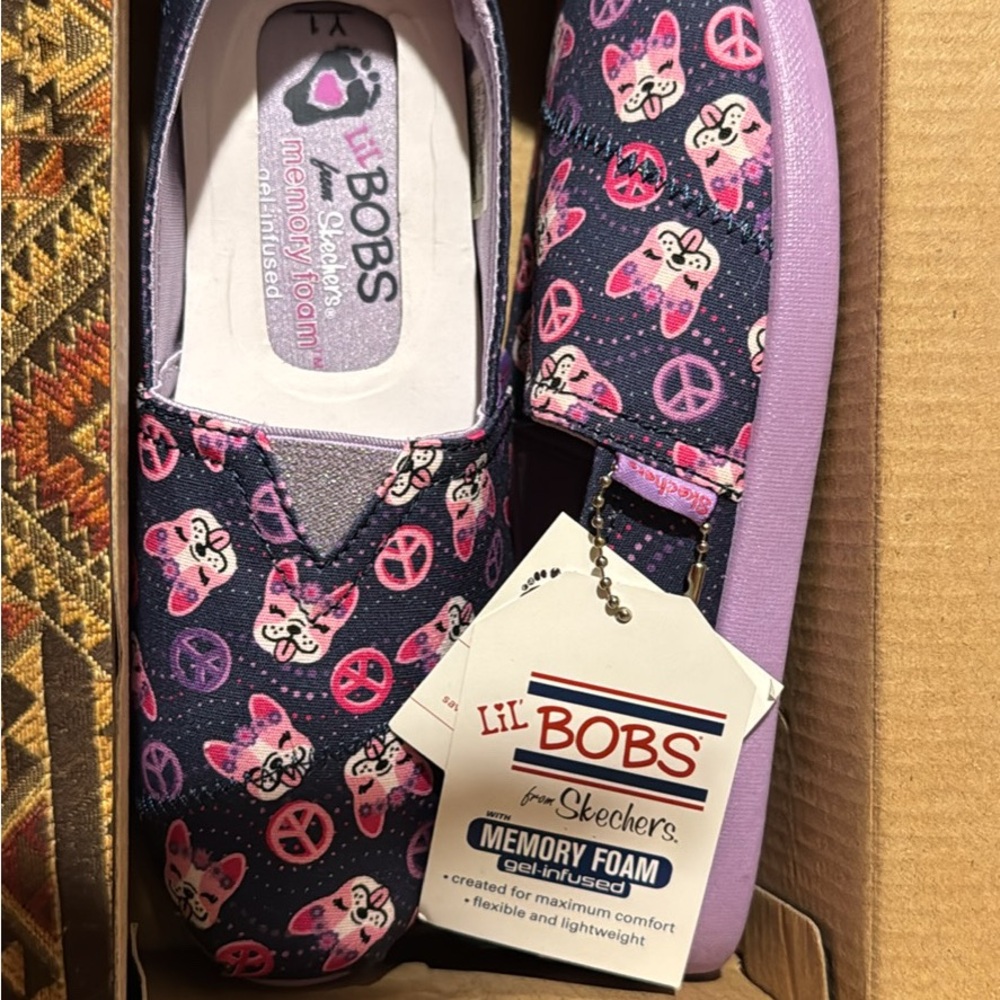 Skechers BOBS Kids Slip-On Shoes - Purple with Pink Accents